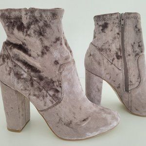 Plush Velvet heeled ankle boots